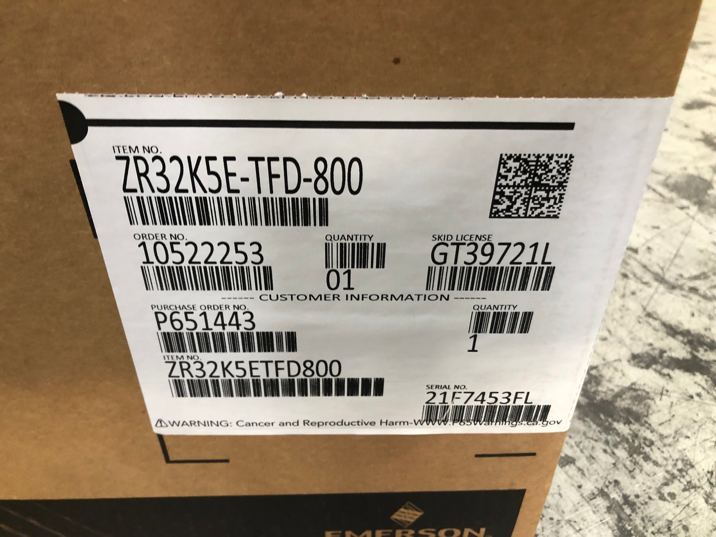 2-1/2 AC/HP SCROLL COMPRESSOR, 380-460/50-60/3 R-410A