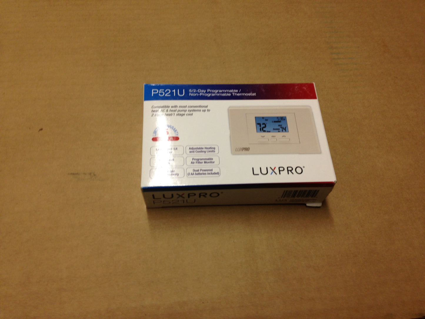 5/2-DAY PROGRAMMABLE/NON-PROGRAMMABLE THERMOSTAT, 2 STAGE HEAT/ 1 STAGE COOL, 24 VAC