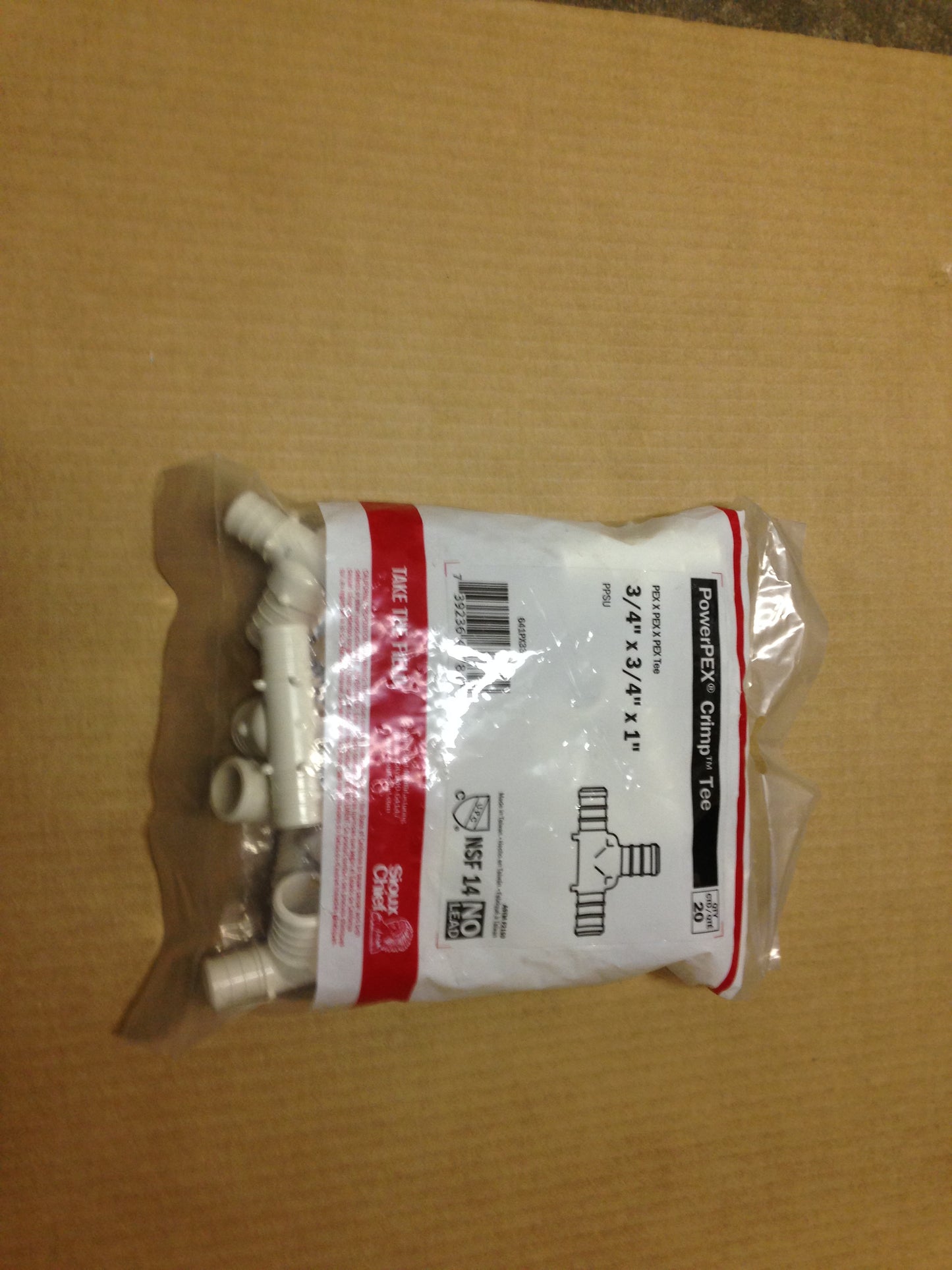 SIOUX CHIEF TEE PEX 3/4 X 3/4 X 1 POLYMER **SOLD AS 20 PER BAG**