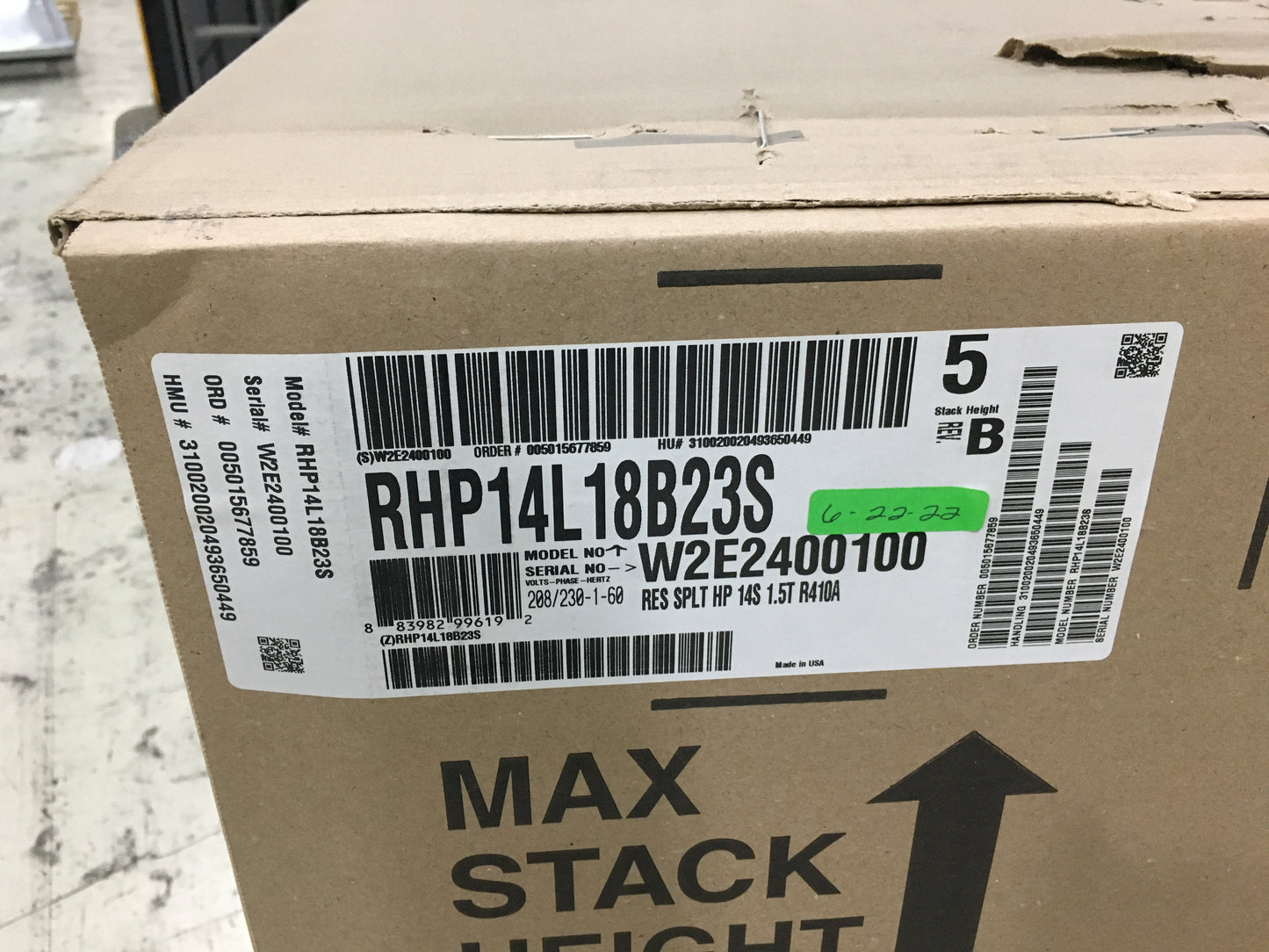 1.5 TON SPLIT-SYSTEM HEAT PUMP 208-230/60/1, R410A, 14 SEER