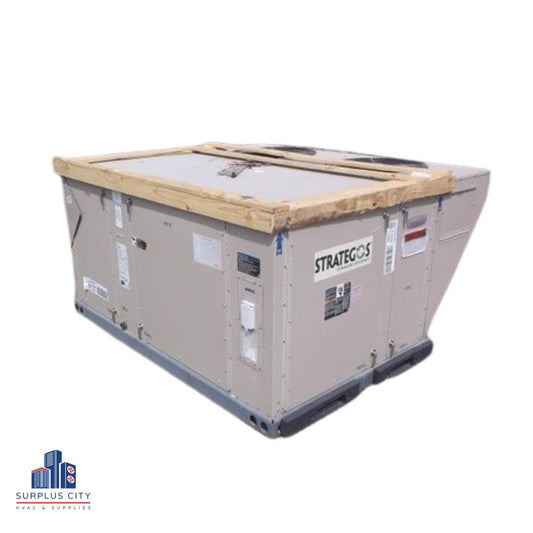 3 TON "STRATEGOS" SERIES DOWNFLOW HIGH EFFICIENCY ELECTRIC COOLING BELT DRIVEN CONSTANT AIR VOLUME PACKAGED ROOFTOP UNIT/W 15 KW ELECTRIC HEAT, 16.1 SEER 460/60/3 R-410A CFM:1200
