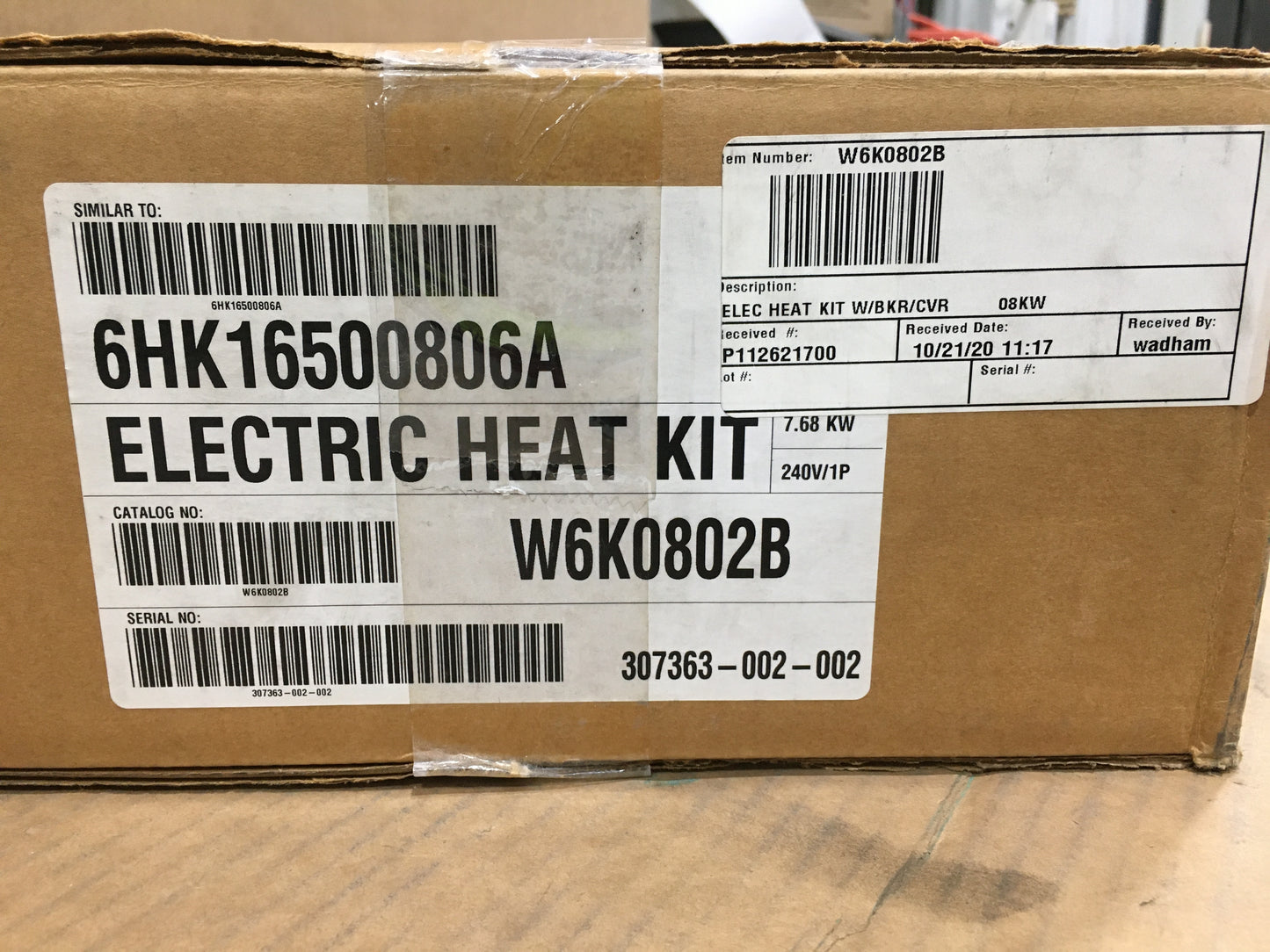 8 KW ELECTRIC HEAT KIT W/ CIRCUIT BREAKERS; 208/240/60/1