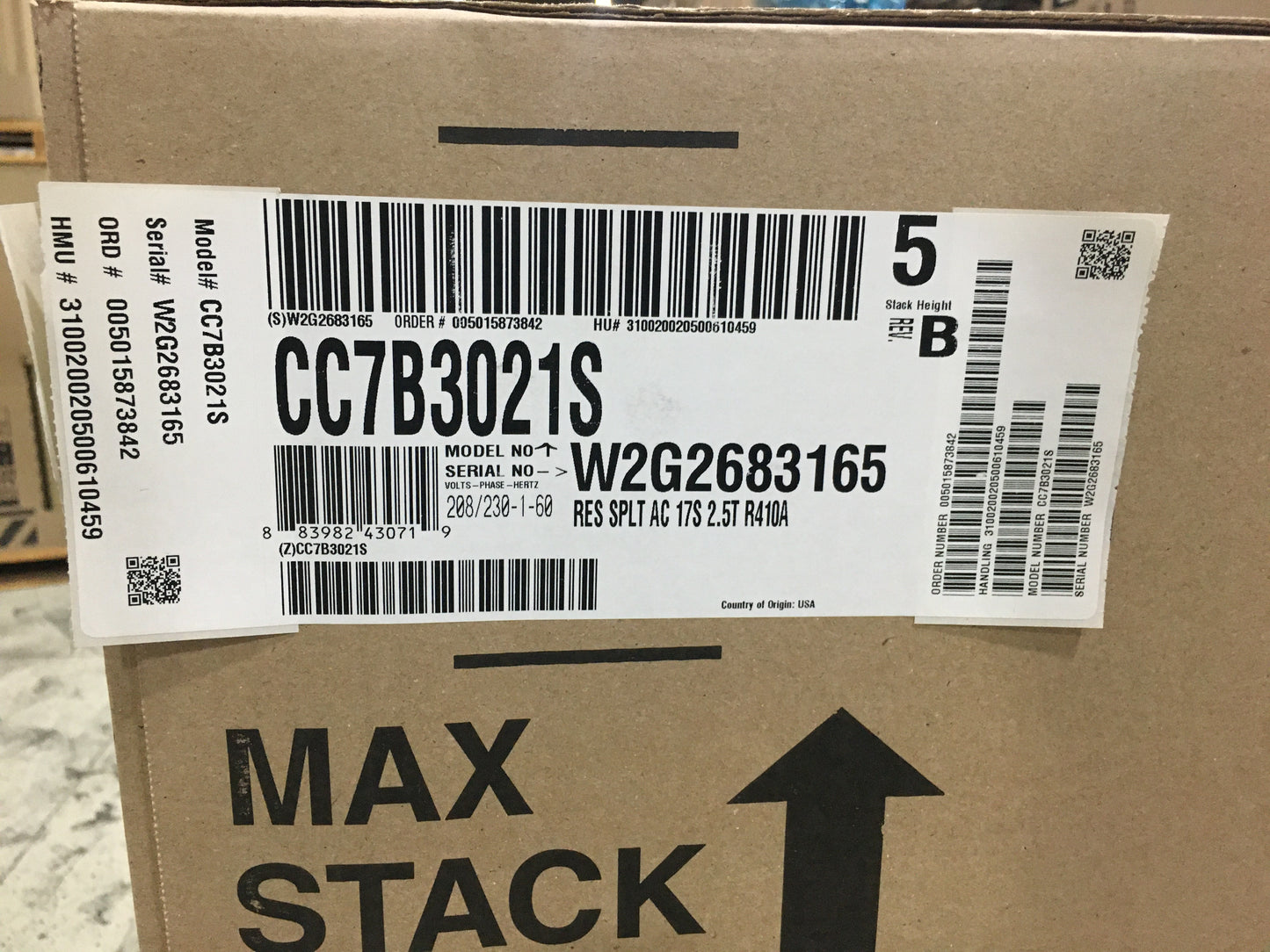 2-1/2 TON SPLIT-SYSTEM AIR CONDITIONER 208-230/60/1 R410A 17 SEER