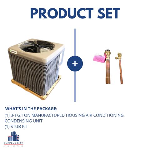 3-1/2 TON MANUFACTURED HOUSING AIR CONDITIONING CONDENSING UNIT WITH STUB KIT, 14-SEER, 208-230/60/1 R-410A
