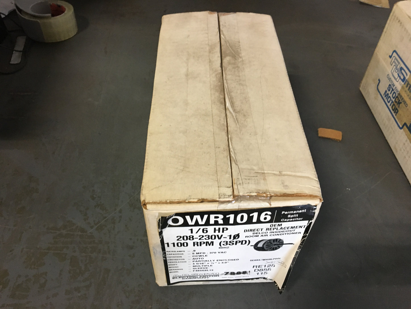 1/6 HP MOTOR, 208-230/60/1, 1100 RPM 3 SPEED