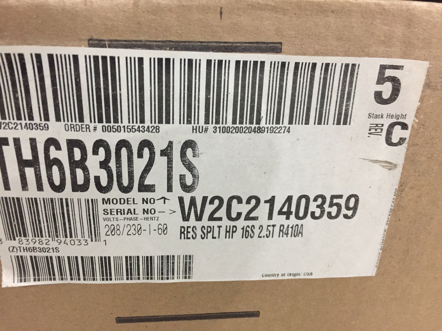 2.5 TON SPLIT-SYSTEM HEAT PUMP 208-230/60/1 R410A 16 SEER