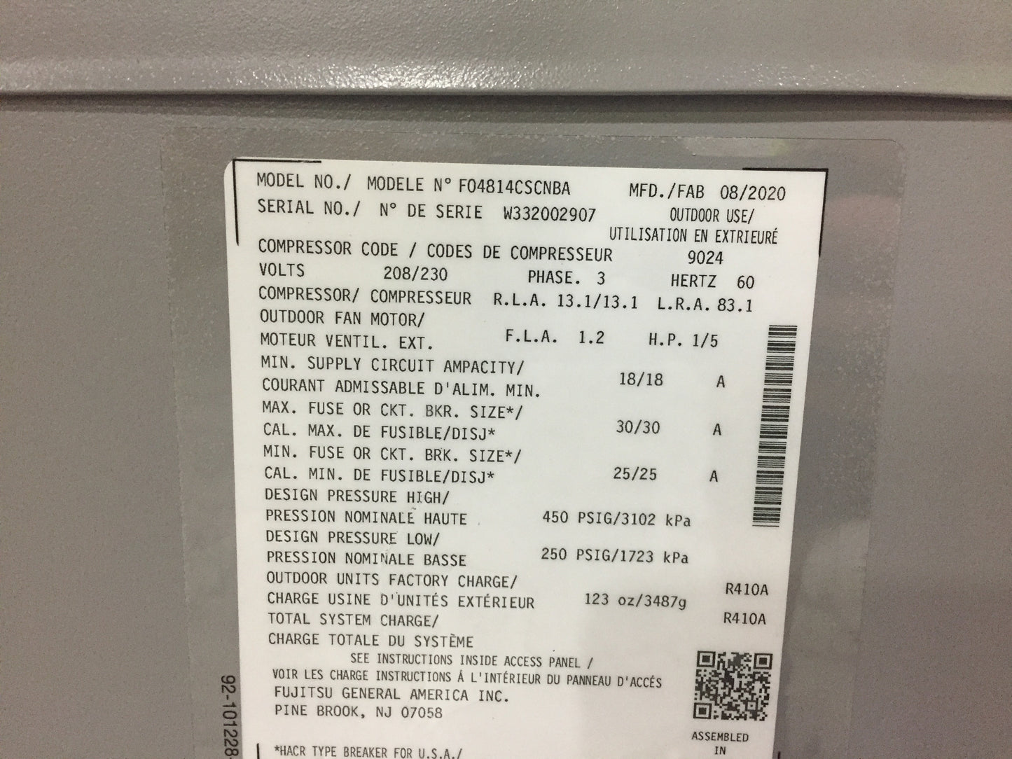 4 Ton Split-System Air Conditioner 208-230/60/3 R410A 14 SEER