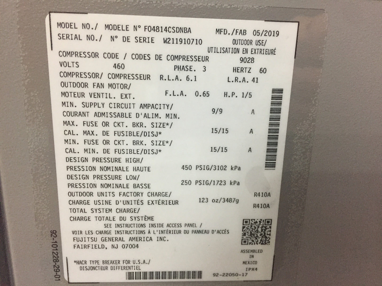 4 Ton Split-System Air Conditioner 460/60/3 R410A 14 SEER