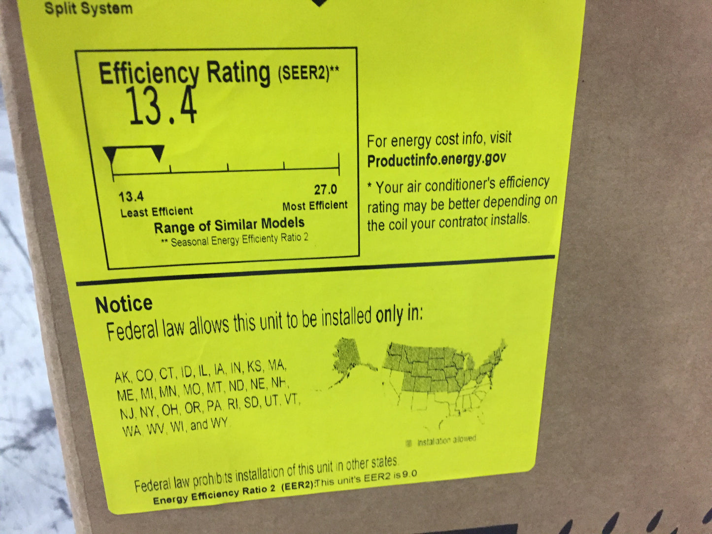 1.5 Ton Split-System Air Conditioner 208-230/60/1 R410A 13.4 SEER2