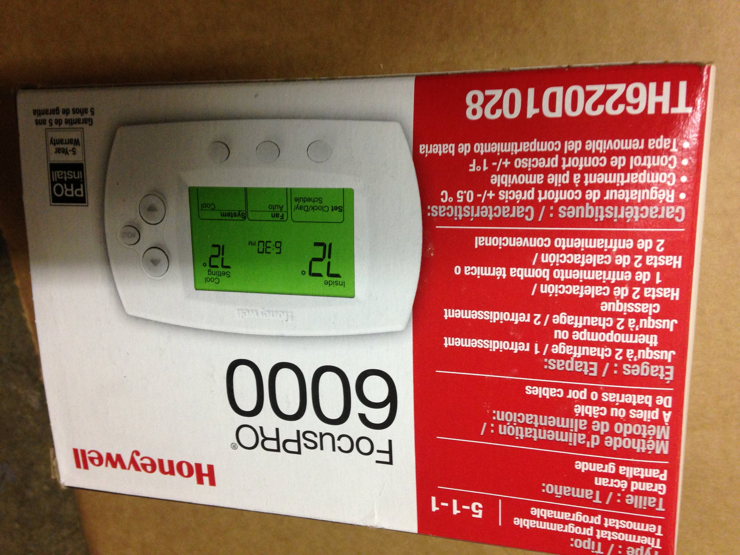 Focus Pro 6000 Programmable Thermostat 2 Heat/1 Cool Heat Pump, 2 Heat / 2 Cool Cconventional. 24V