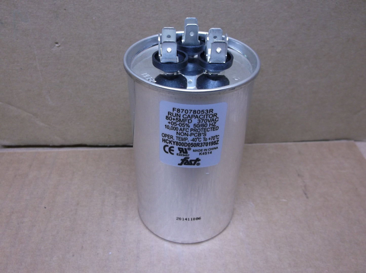 80+5 MFD x 370 VAC Round Dual Run Capacitor