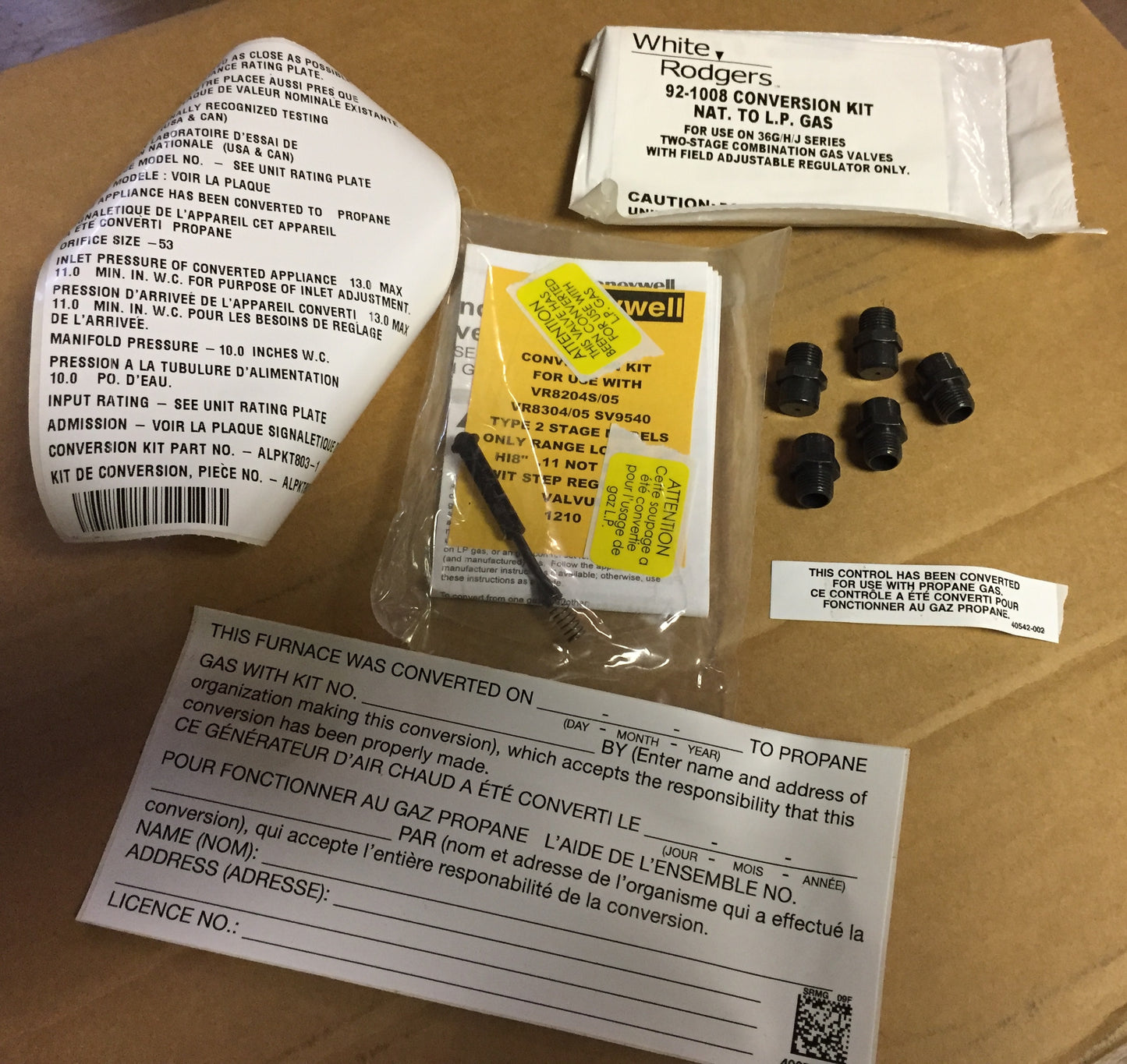 Natural Gas to Propane Conversion Kit