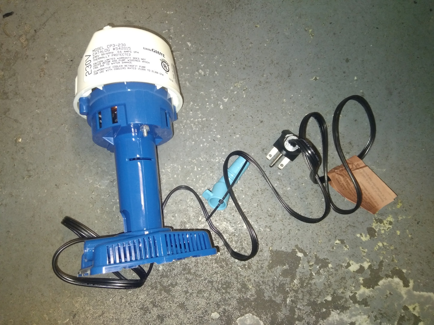 Evaporative Cooler Pump 230/50-60/1 15,000-21,000 CFM