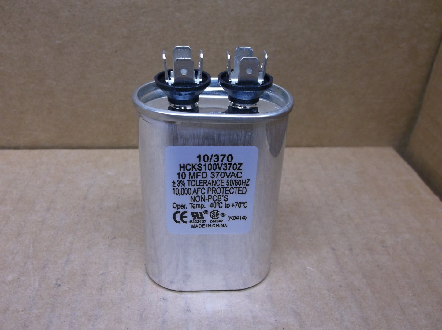 10 MFD x 370 VAC Oval Run Capacitor