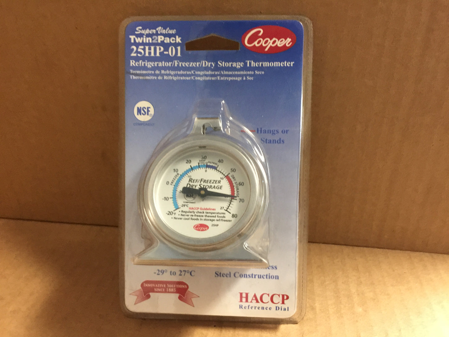 Refrigerator/Freezer/Dry Storage Thermometer (2 Pack)
