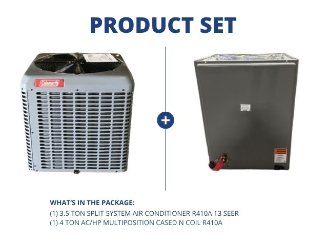3.5 Ton Split-System Air Conditioner R410A 13 SEER with 4 Ton AC/HP Multiposition Cased N Coil R410A