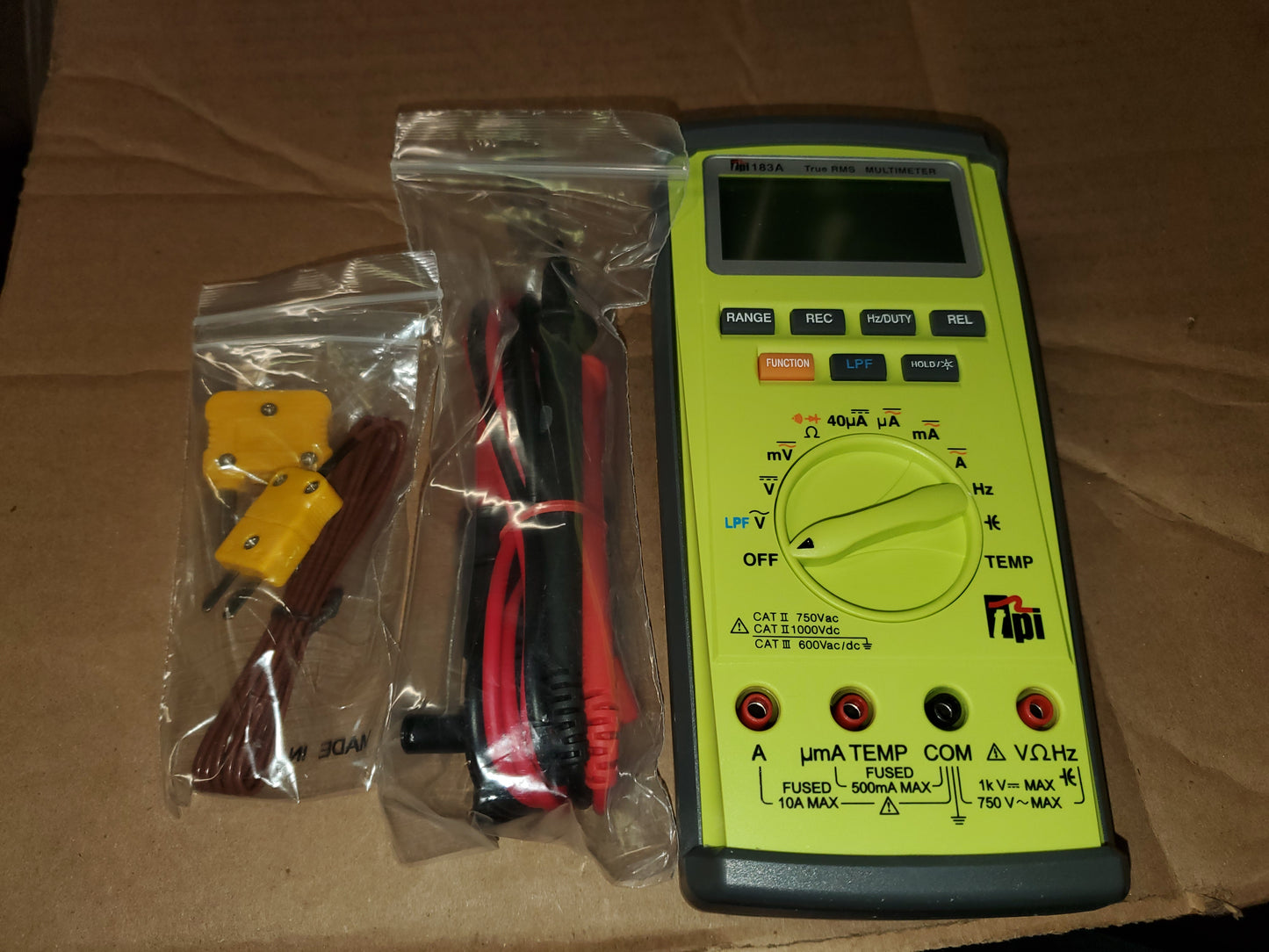 183A True RMS DMM Multimeter with Duty Cycle,Low-Pass Filter, Capacitance, and Temperature