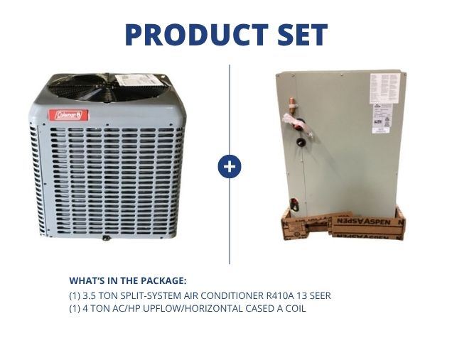 3.5 Ton Split-System Air Conditioner R410A 13 SEER with 4 Ton AC/HP Upflow/Horizontal Cased A Coil