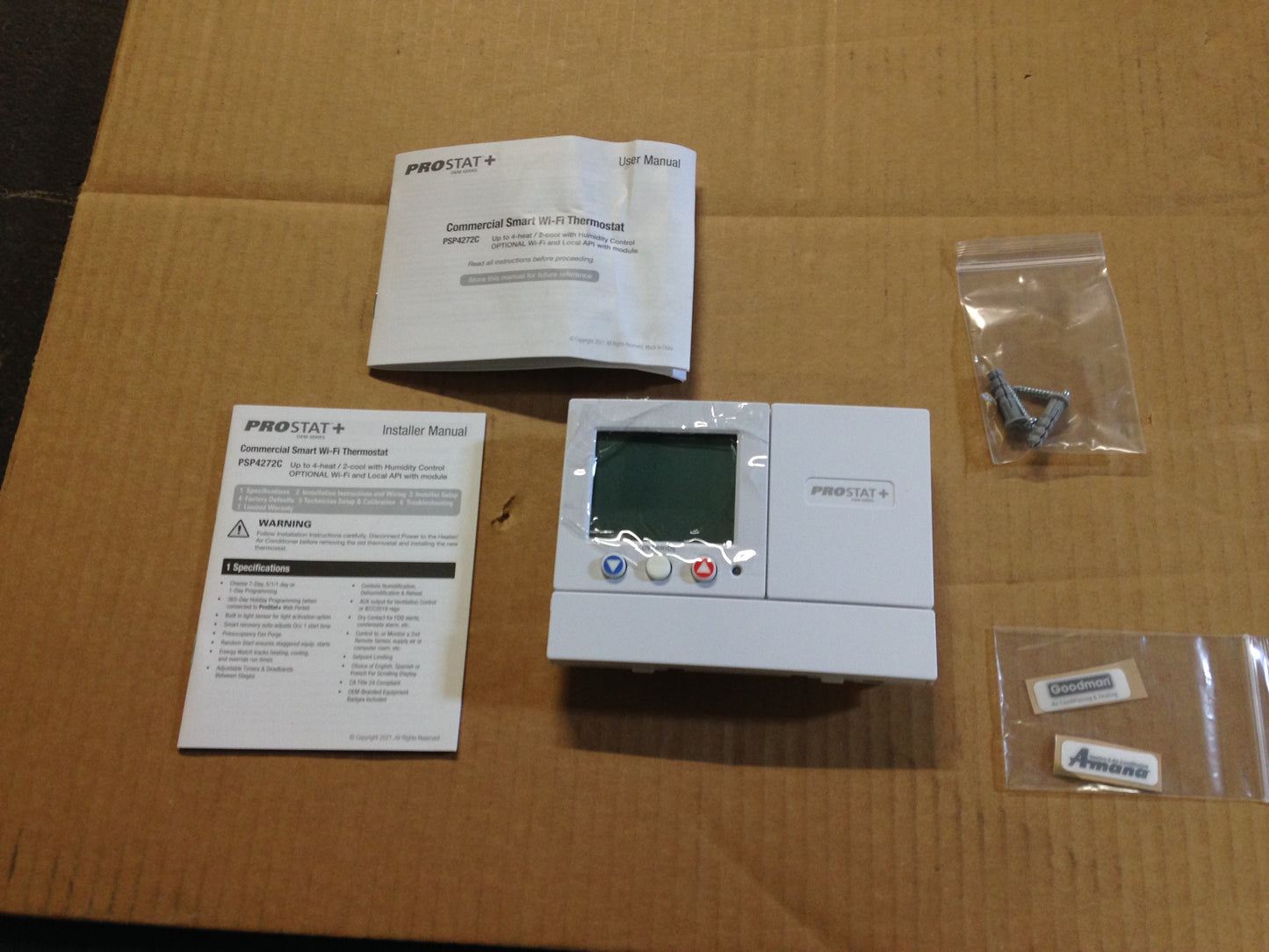 7-Day Commercial Programmable Digital Thermostat w/Humidity Control, 4-Heat/2-Cool, 20-28 VAC