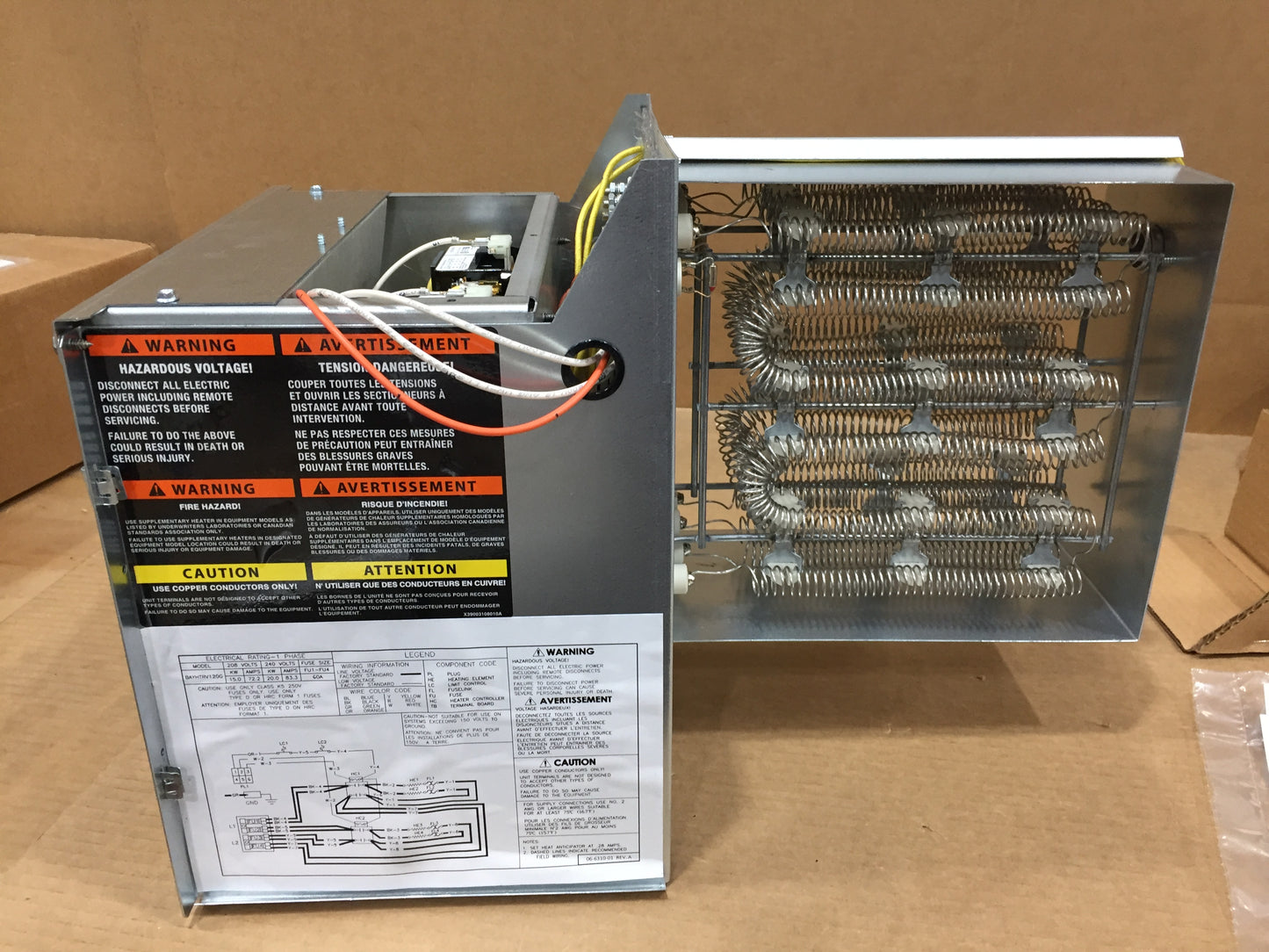 15-20 kW Electric Heat Kit 208-240/60/1 W/4 60 Amp Fuses