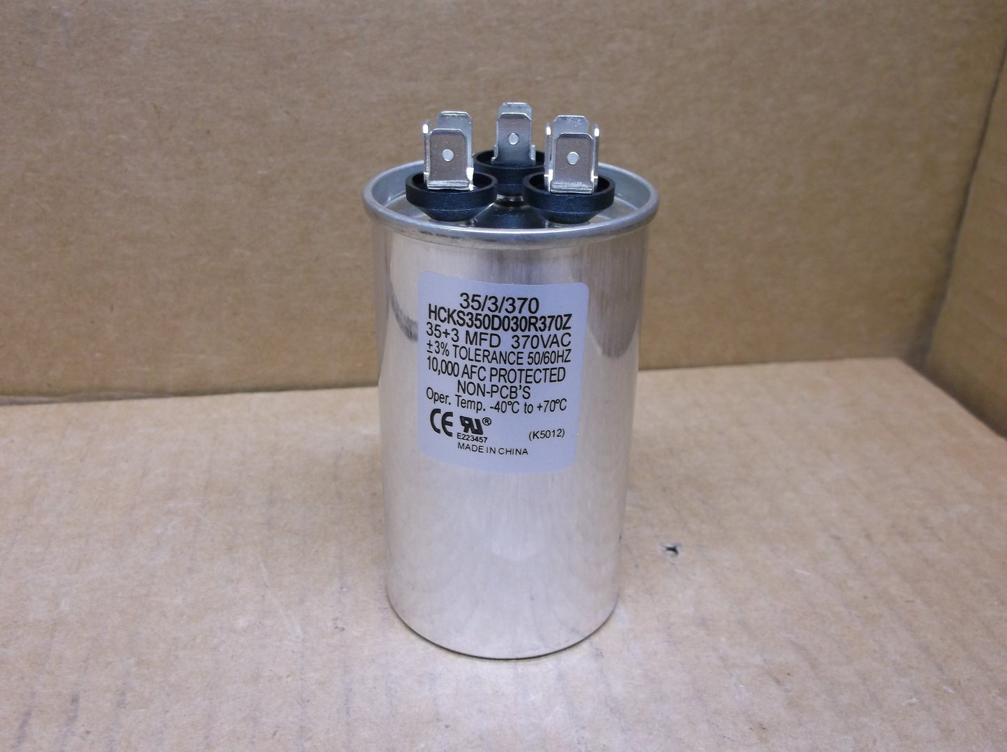 35+3 MFD x 370 VAC Round Dual Run Capacitor
