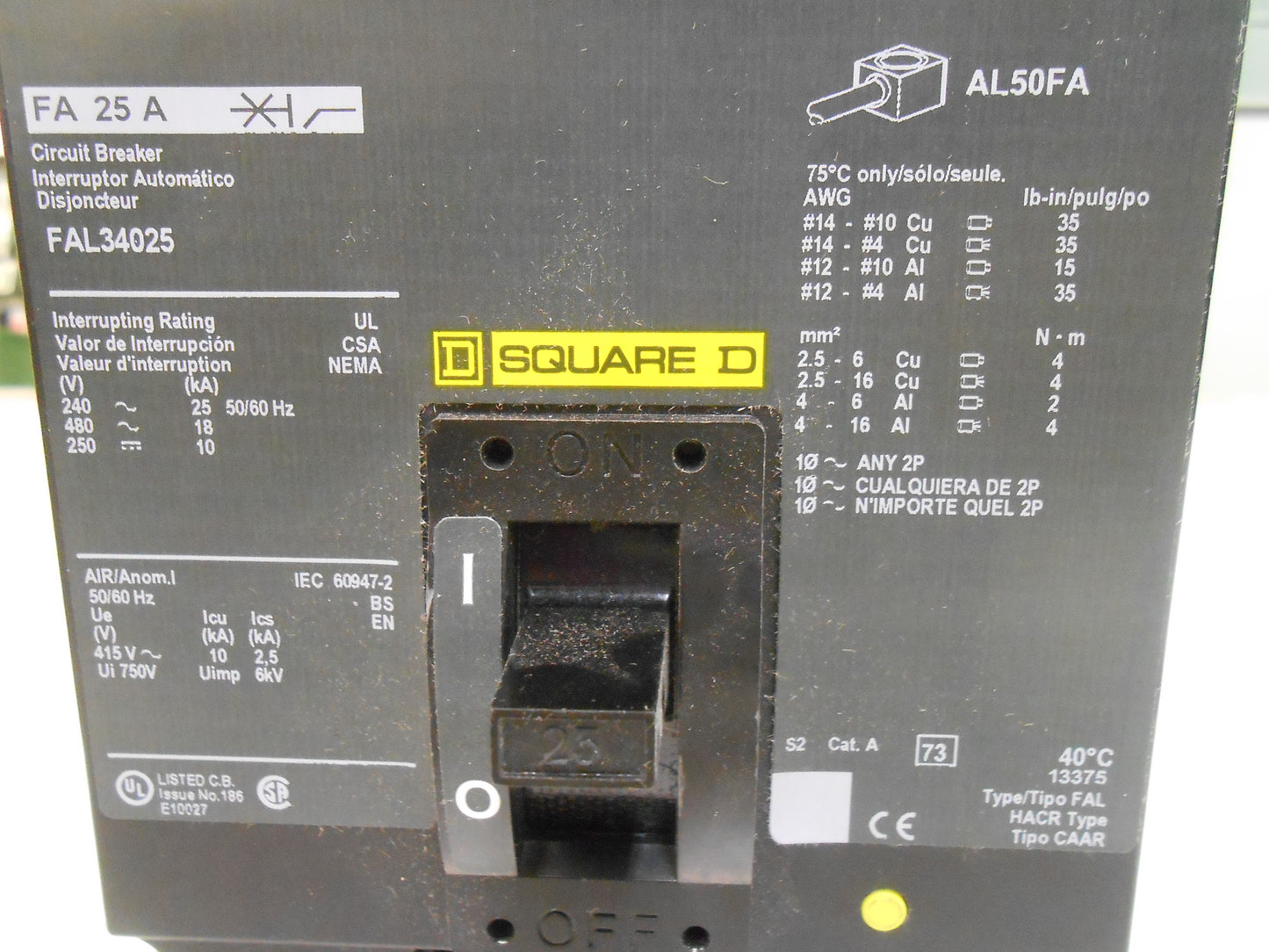 Circuit Breaker 25Amp,480 Volt,3 Pole