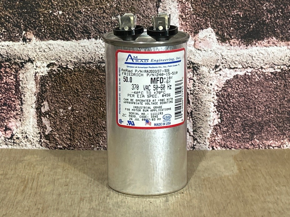 370 Vac, 50MFD 50/60 Hz, Round Capacitor