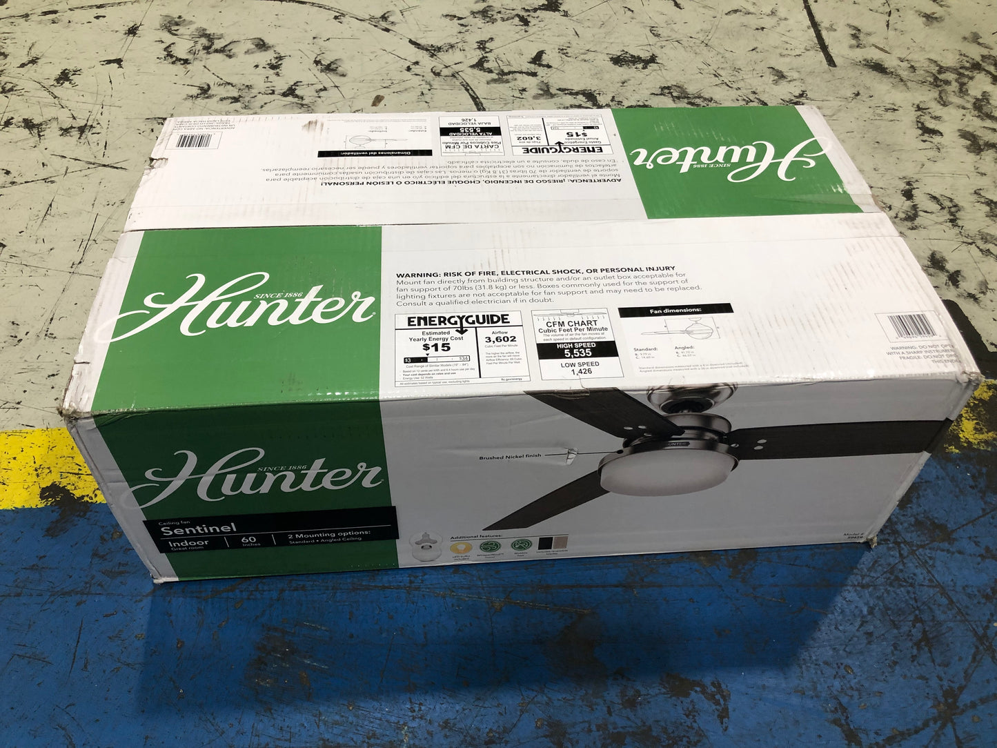 60 3 Blade "Sentinel" Series Ceiling Fan With Light"