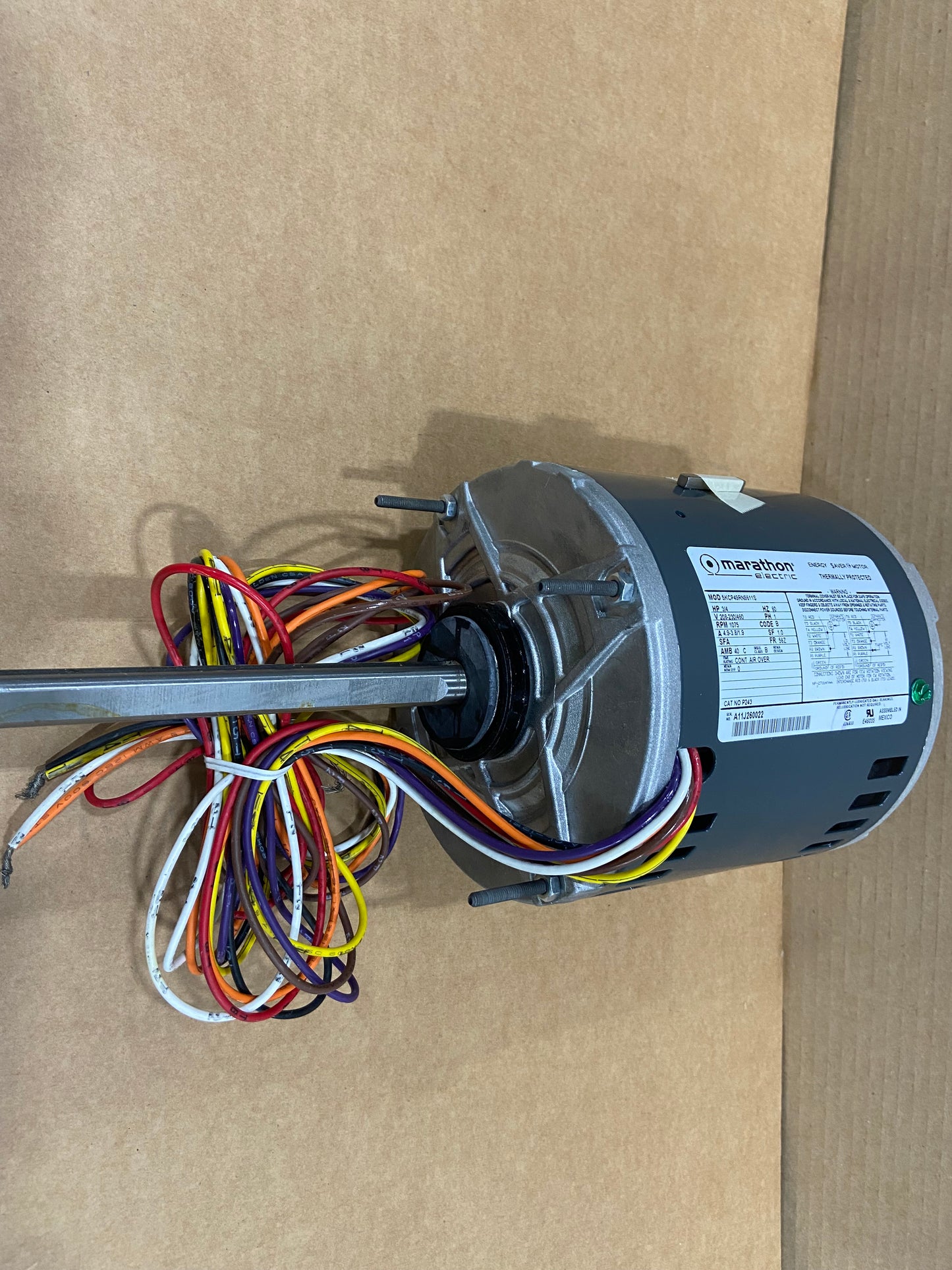 Motor eléctrico de 3/4 HP, 208-230/460/60/1, 1075 RPM, 1 velocidad