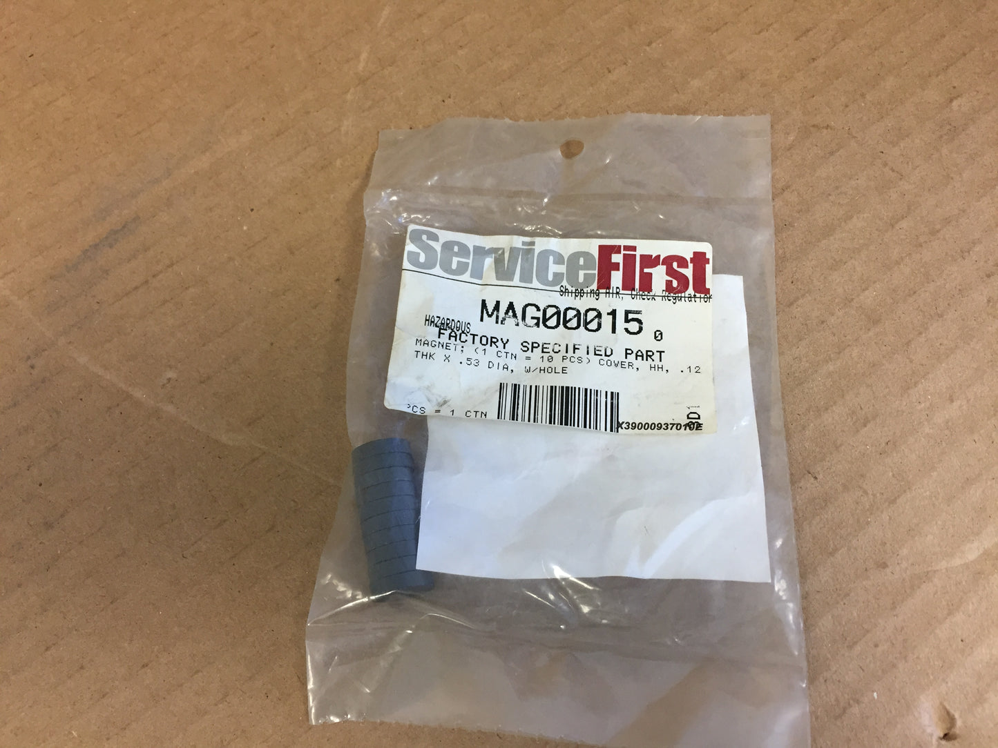 Cover Magnet, HH, 0.12" Thick X 0.53" Dia, w/Hole (Pack of 10)