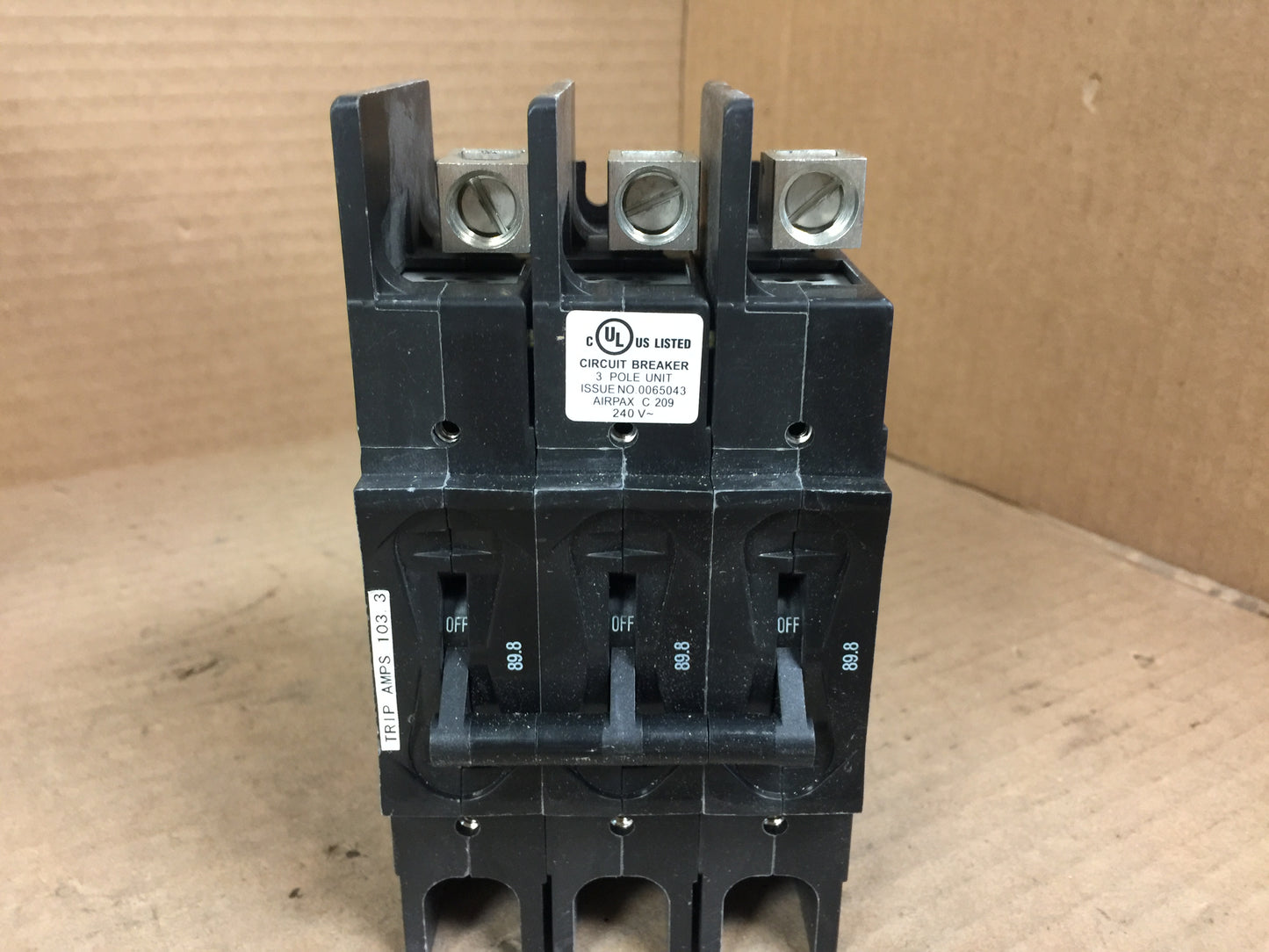 Circuit Breaker; 240V, 3 Pole, 103A, 50/60Hz, Time Delay