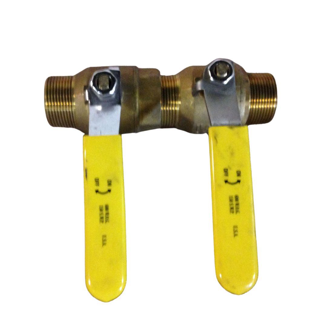 Juego de válvulas de bola macho/hembra, 1 1/4", color amarillo