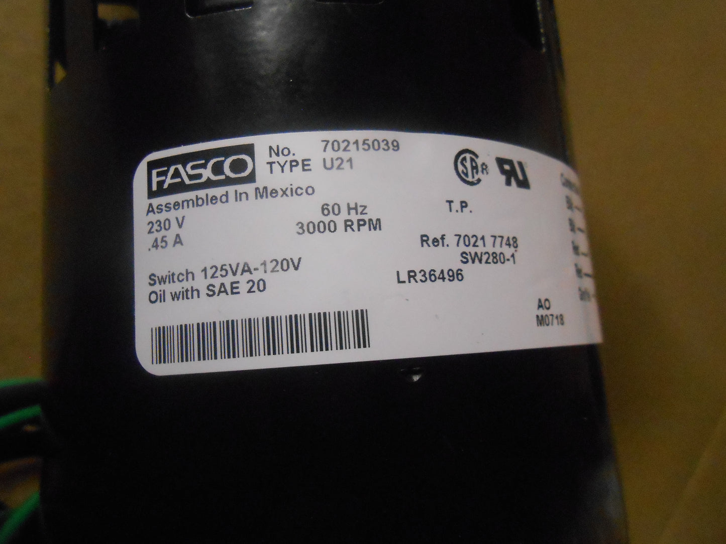 1/50 HP Draft Inducer Motor Assembly 230V/60/1