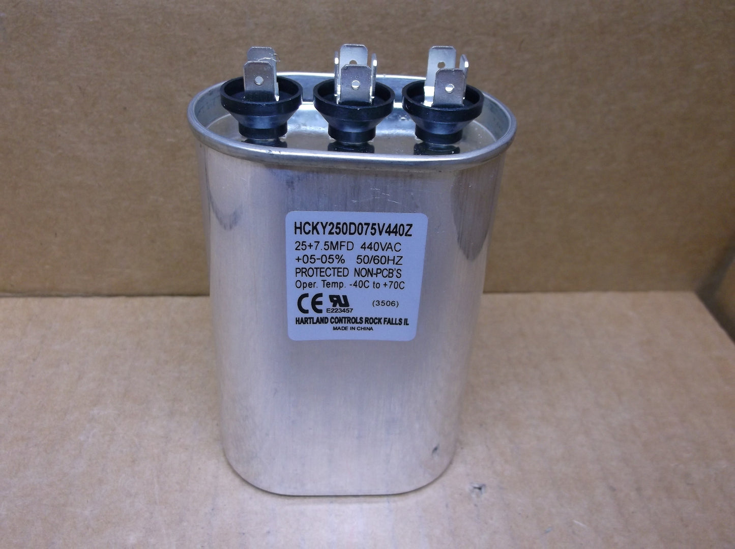 25+7.5 MFD x 440 VAC Oval Dual Run Capacitor