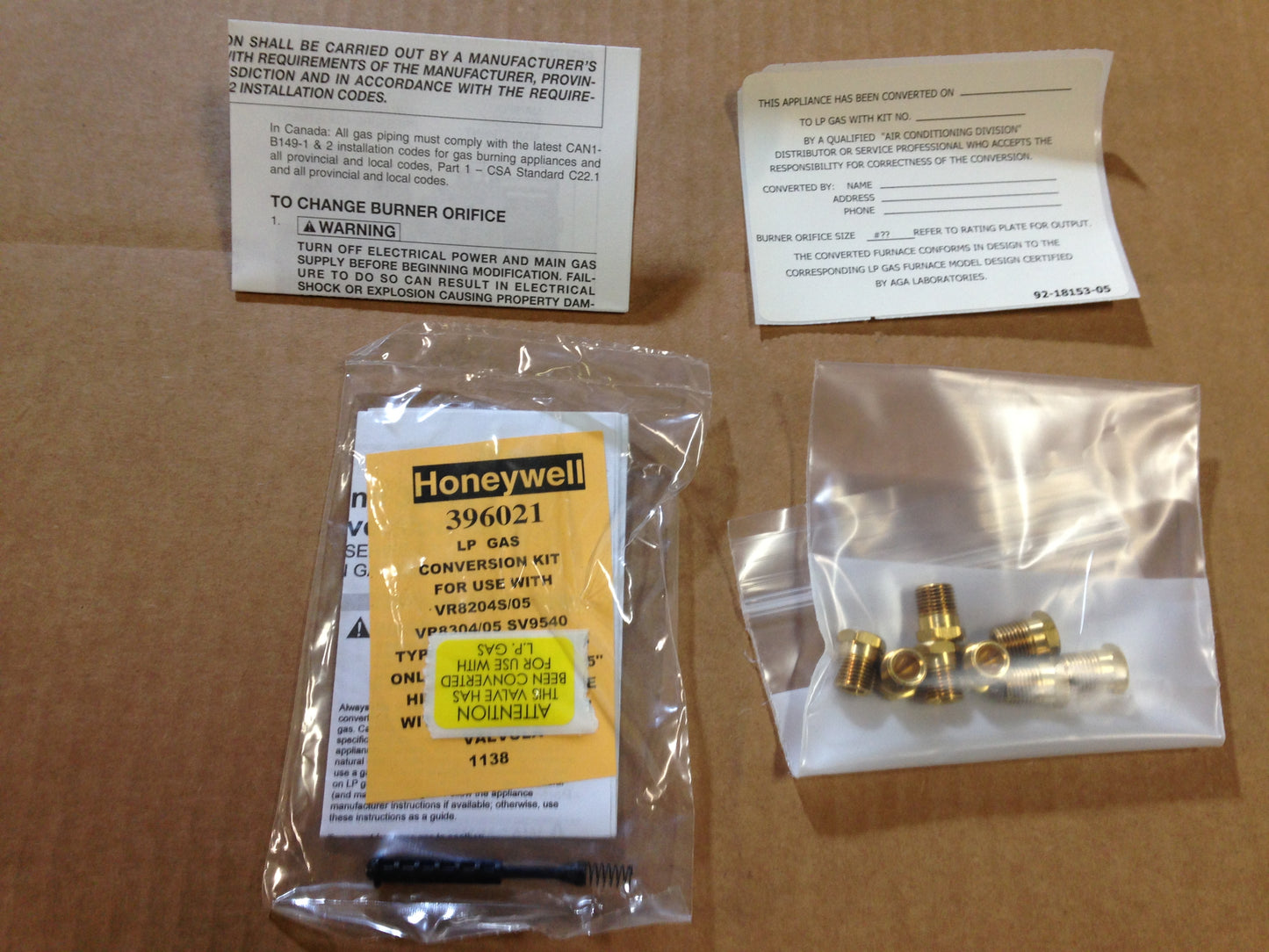 Natural Gas to LP Conversion Kit