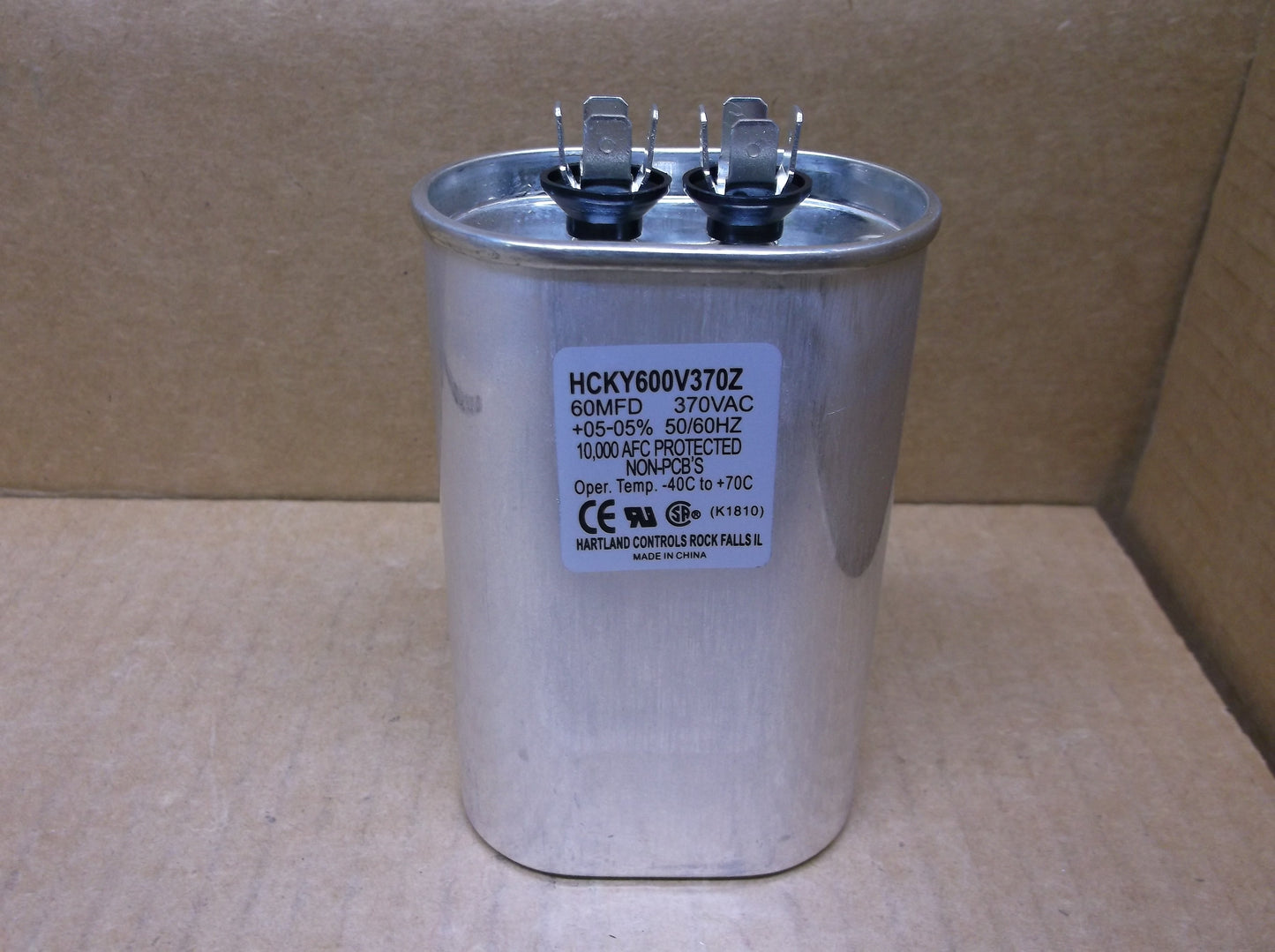60 MFD x 370VAC Oval Run Capacitor