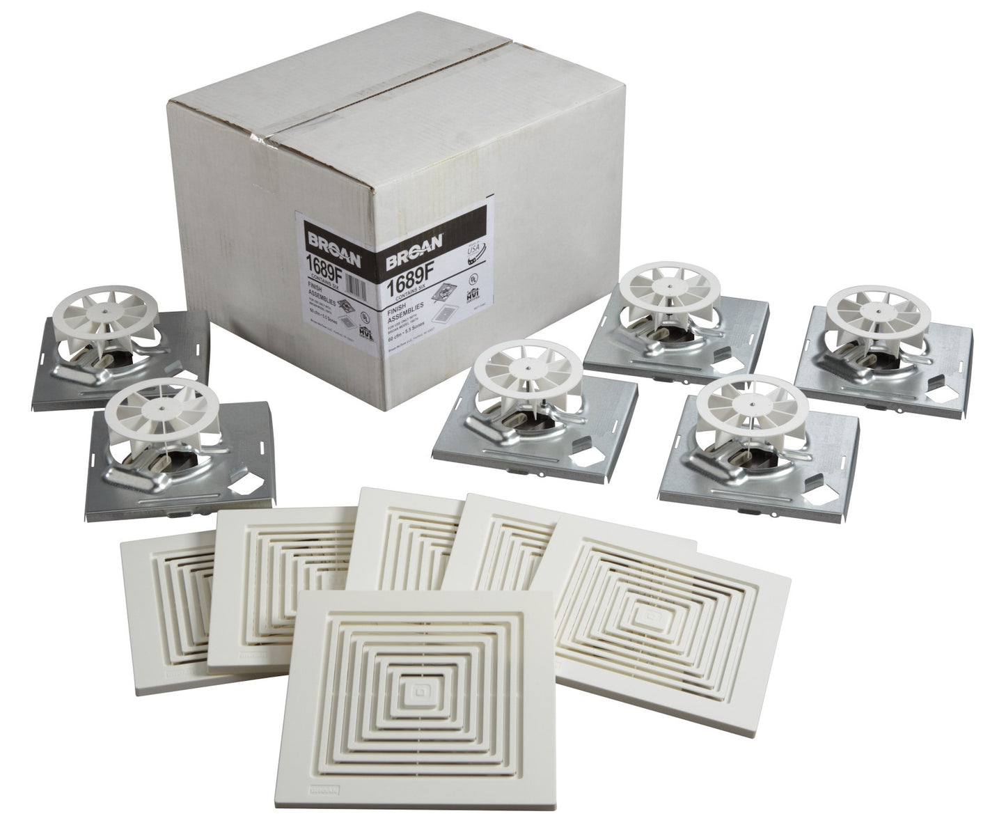 60CFM Ventilation Fan Motored Assembly and Grille Finish Pack, 5.5 Sones (6 Per Box)