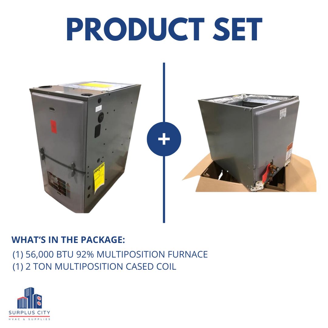 56,000 Btu 92% Multiposition Furnace With 2 Ton Multiposition Cased Coil