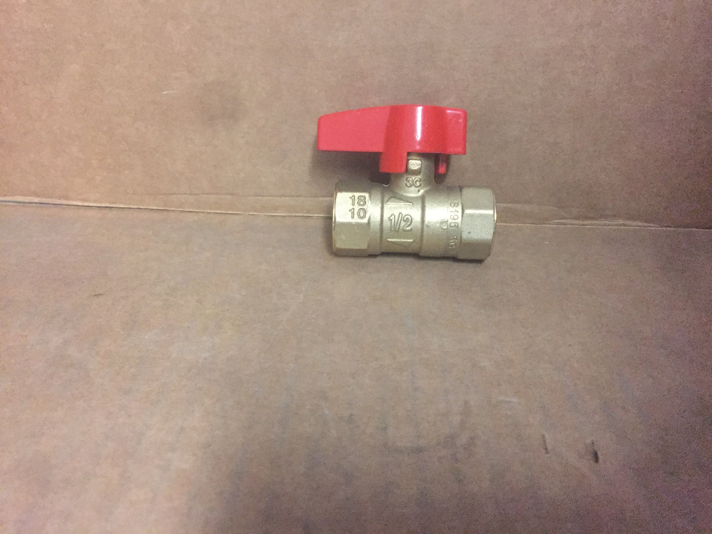 Gas Cock Ball Valve - Brass - 1/2" Female NPT X 1/2" Female NPT w/Aluminum Red Wedge Handle