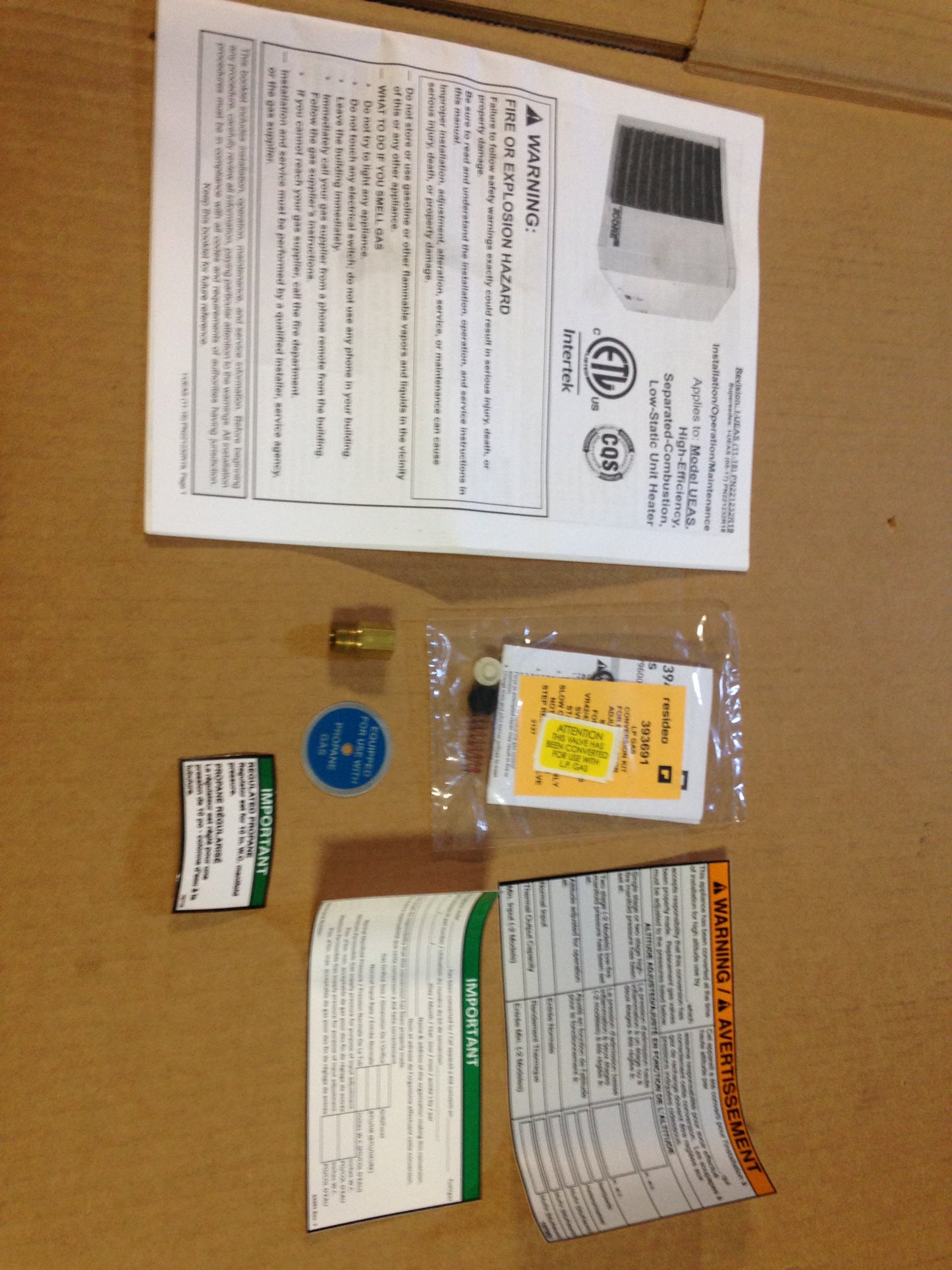 Natural Gas to LP Conversion Kit UEAS 180