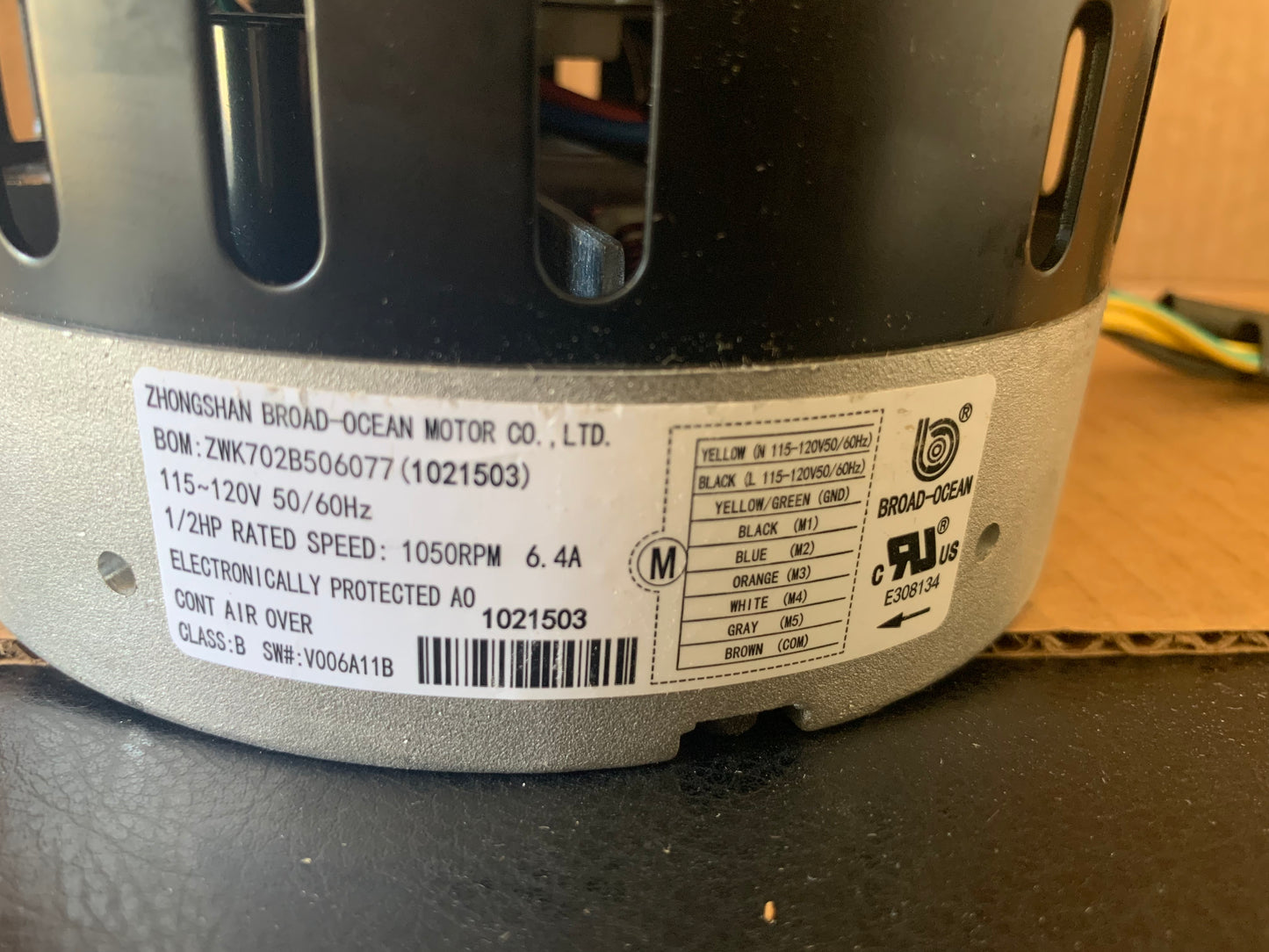 1/2 HP ECM Blower Motor, RPM: 3300, Volts:115-120, Hertz:50/60, Class B