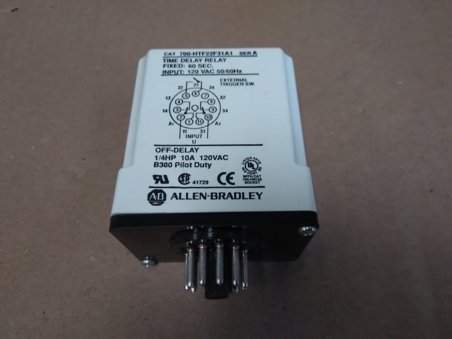 60 Second Time Delayed DPDT Relay 11 Pin 120V 50/60 Hertz
