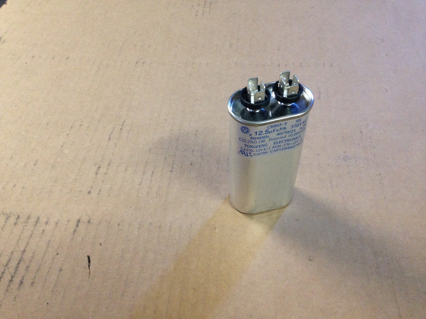12.5UF x 370Vac/50-60, Oval Run Capacitor