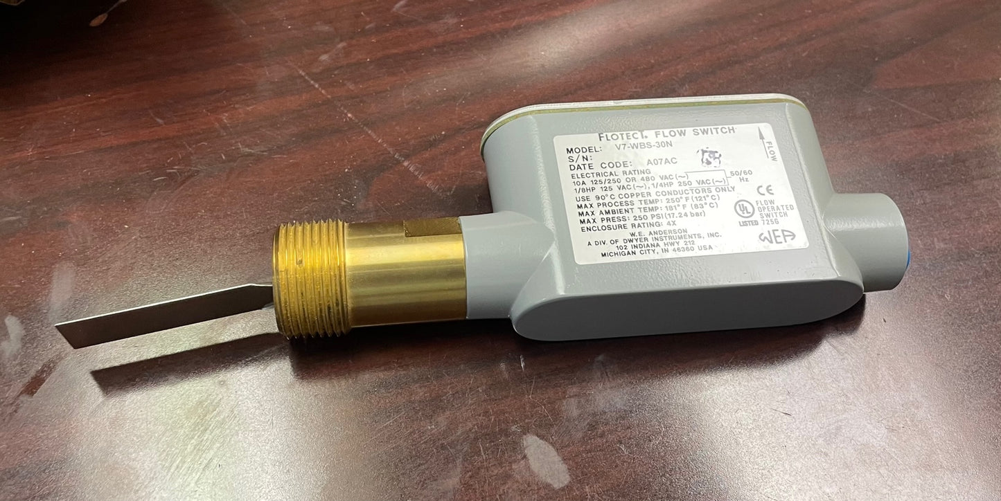 10 Amp Flow Switch, 125-250-480/60-50/1 or 3