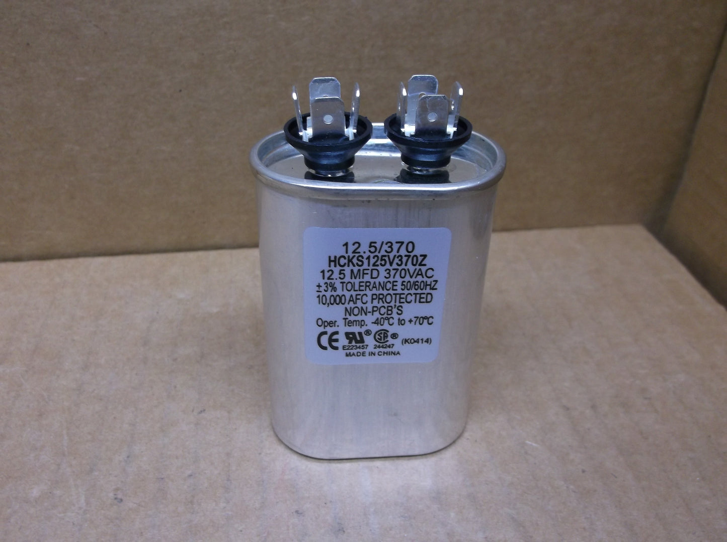 12.5 MFD x 370 VAC Oval Run Capacitor