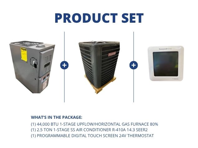44,000 BTU 1-Stg Up/Horz Gas Furnace 80%, Ton 1-Stg SS AC R
