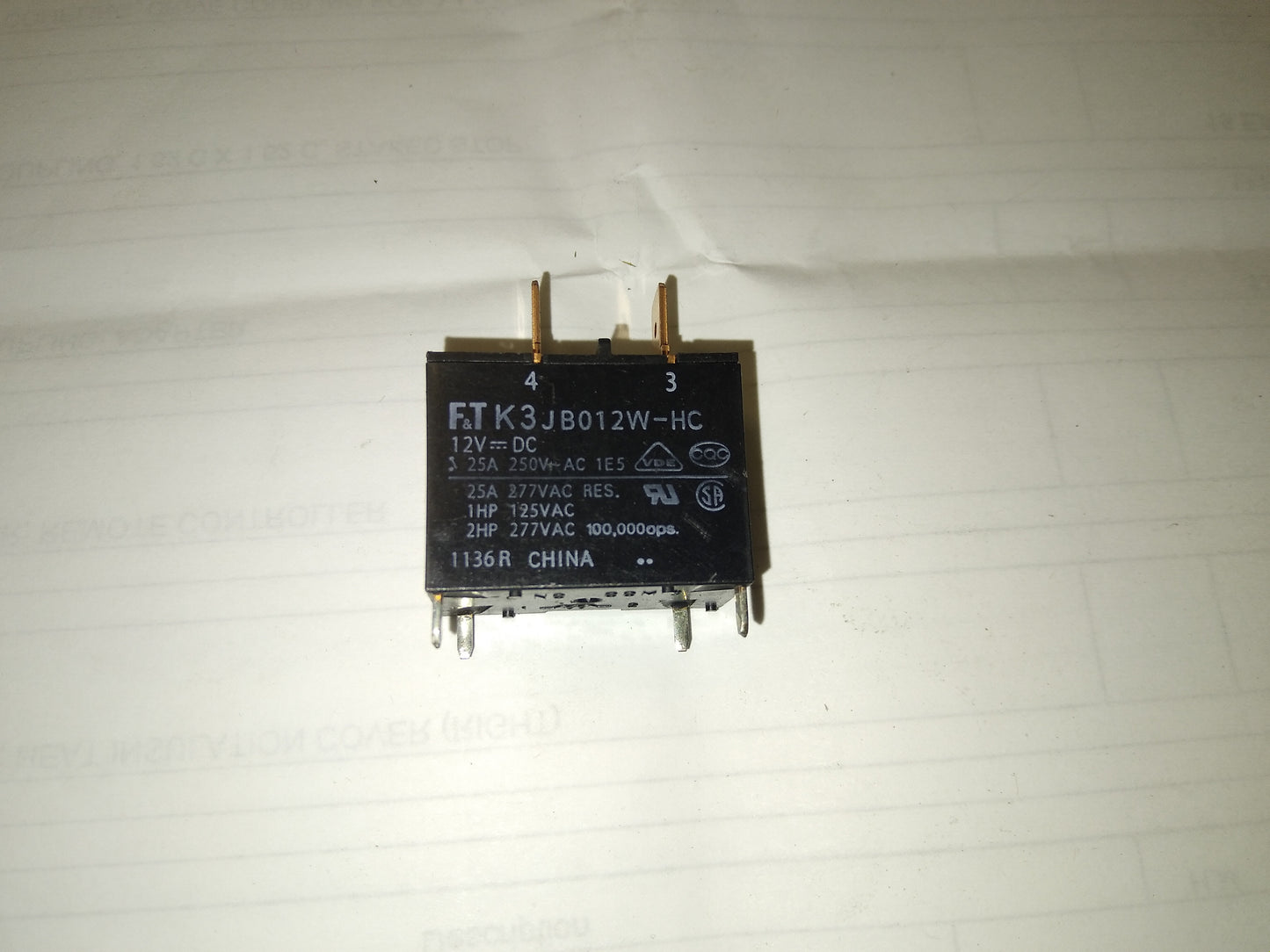 Power Relay 12 Volts DC 125-277VAC