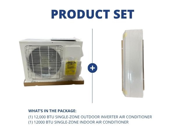 12000 BTU Single-Zone Inverter Air Conditioner Mini Split Set, 15 Seer 208-230/60/1 R-410A