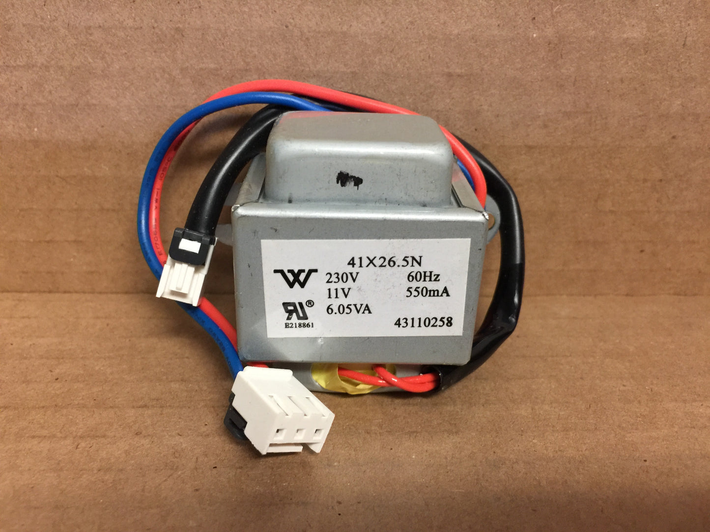 Transformer; 41 X 26.5N, 230V, 60Hz, VA 6.05