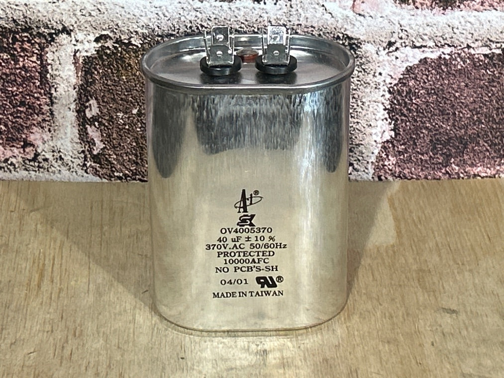 370 Vac, 40MFD 50/60 Hz, Oval Capacitor